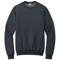 Port & Company Unisex Dark Heather Grey Core Fleece Crewneck Pocket Sweatshirt