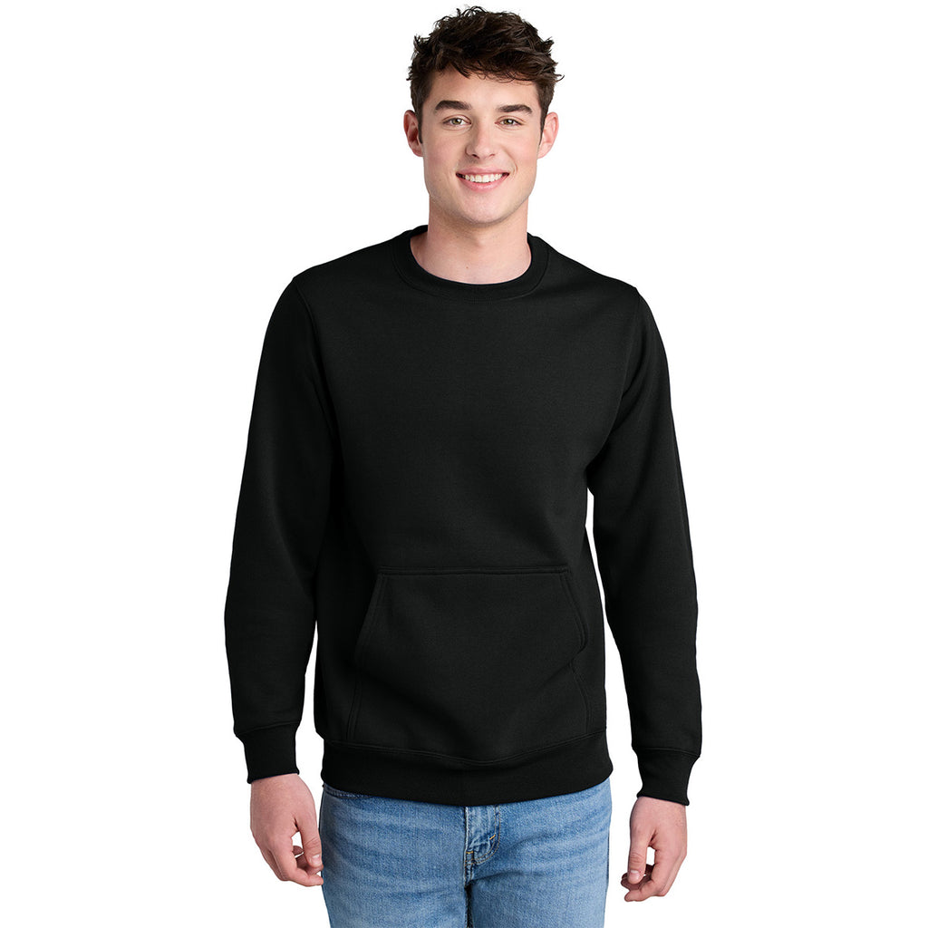 Port & Company Unisex Jet Black Core Fleece Crewneck Pocket Sweatshirt