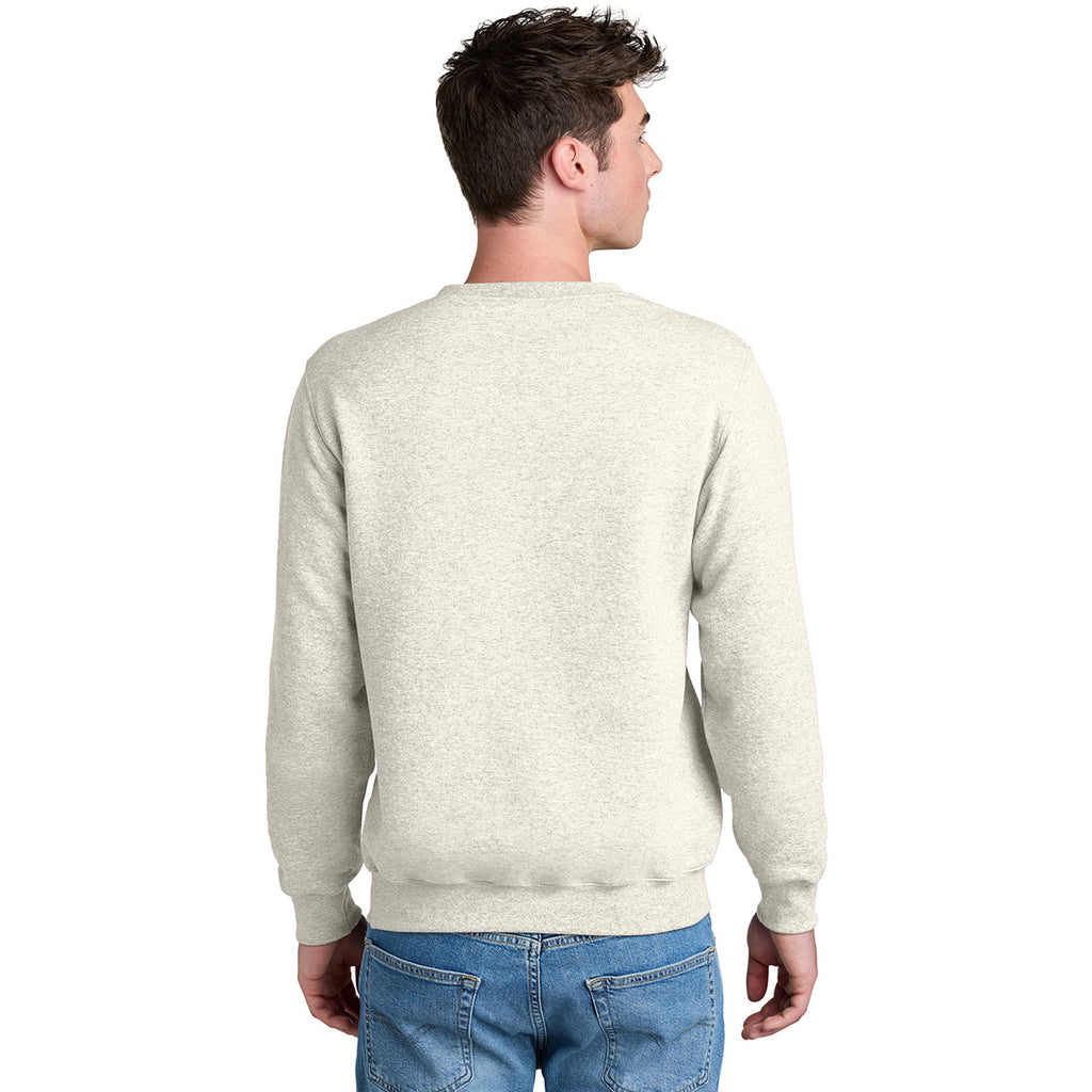 Port & Company Unisex Oatmeal Heather Core Fleece Crewneck Pocket Sweatshirt