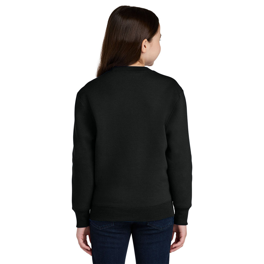 Port & Company Youth Jet Black Core Fleece Crewneck Pocket Sweatshirt
