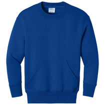 Port & Company Youth True Royal Core Fleece Crewneck Pocket Sweatshirt