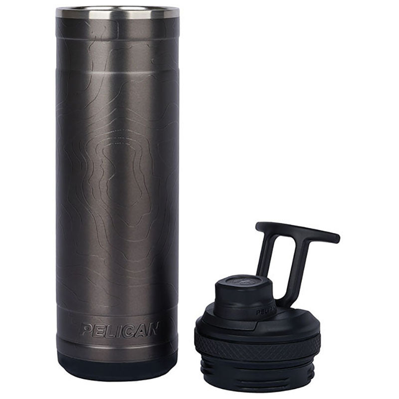 Pelican Porter Gunmetal Pelican Pacific Chug 26 oz. Topographical Recycled Double Wall Stainless Steel Water Bottle