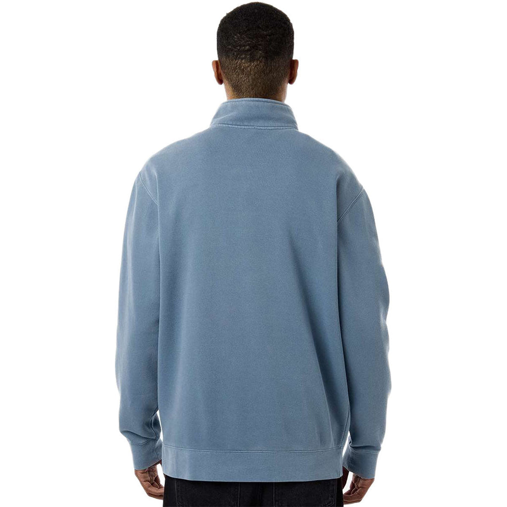 Independent Trading Co. Unisex Pigment Slate Blue Pigment-Dyed Quarter-Zip Pullover