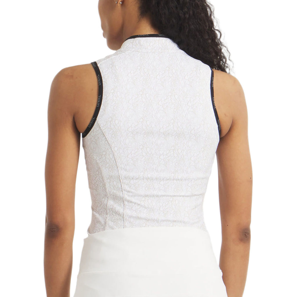 UNRL Women's White-Beige Performa Sleeveless Polo
