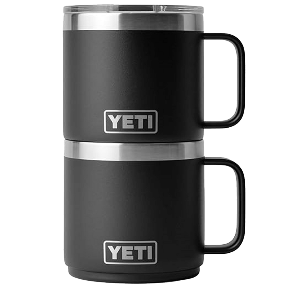 Quick Ship YETI Black Rambler 14 oz Stackable Mug