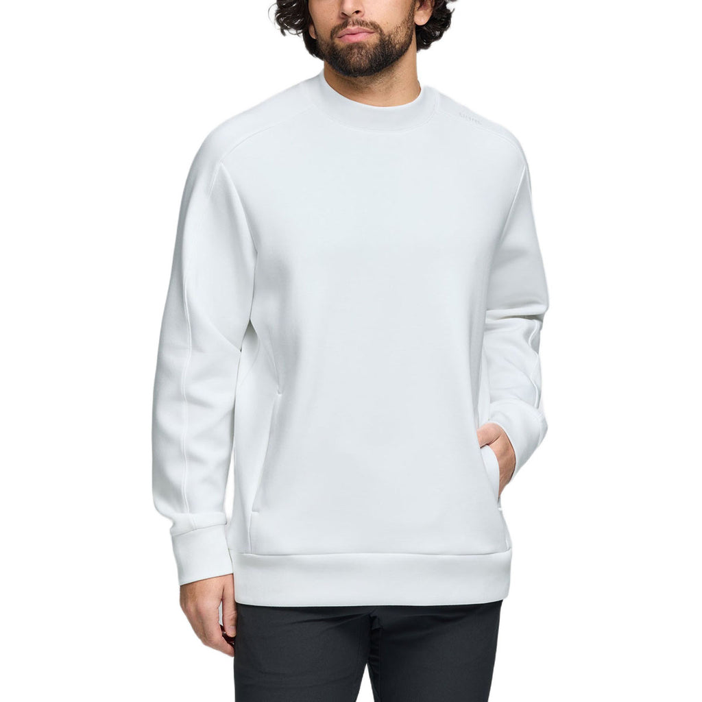 UNRL Men's White Sueded Crewneck