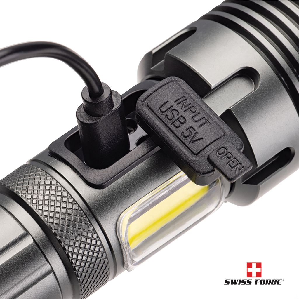 Swiss Force Gunmetal Rimac Aluminum Rechargeable Flashlight