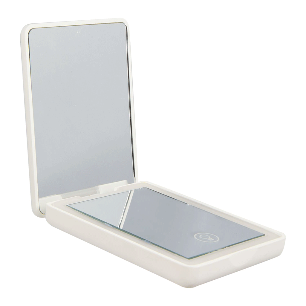 Bullet White Rechargeable 100% RABS LED Compact Mirror