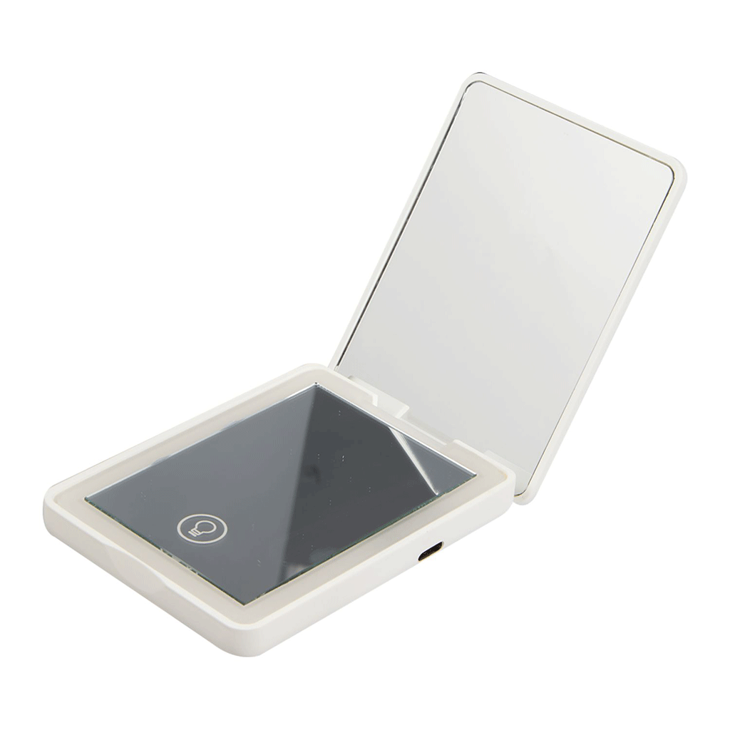 Bullet White Rechargeable 100% RABS LED Compact Mirror