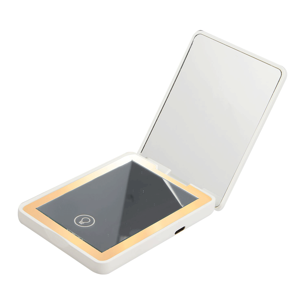 Bullet White Rechargeable 100% RABS LED Compact Mirror
