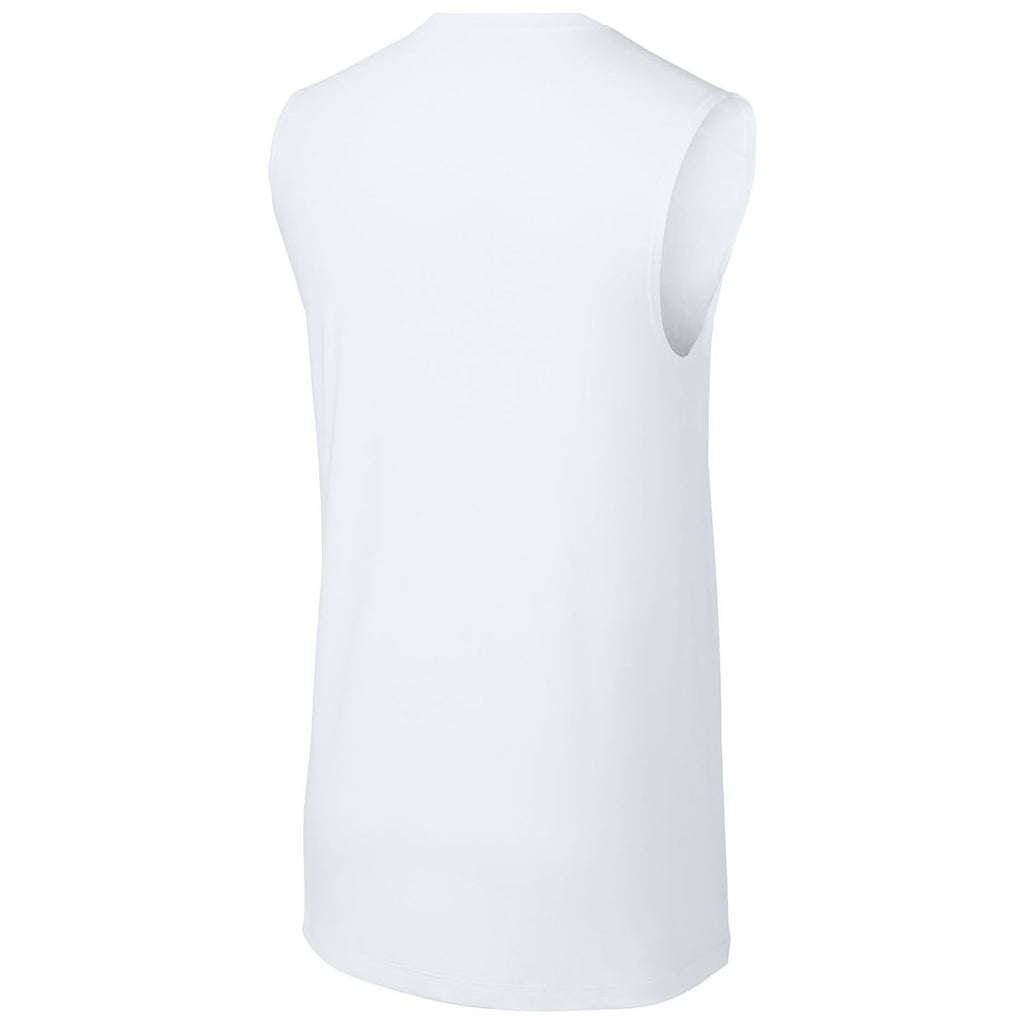 Sport-Tek Men's White PosiCharge Compression Sleeveless Tee