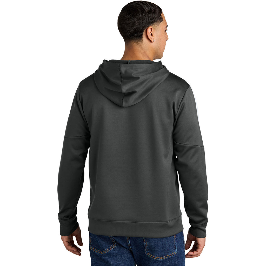 Sport-Tek Men's Iron Grey/ White Sport-Wick Fleece United Pullover Hoodie