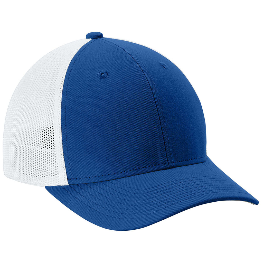 Sport-Tek True Navy/White Stretch-Tek Mesh Back Cap