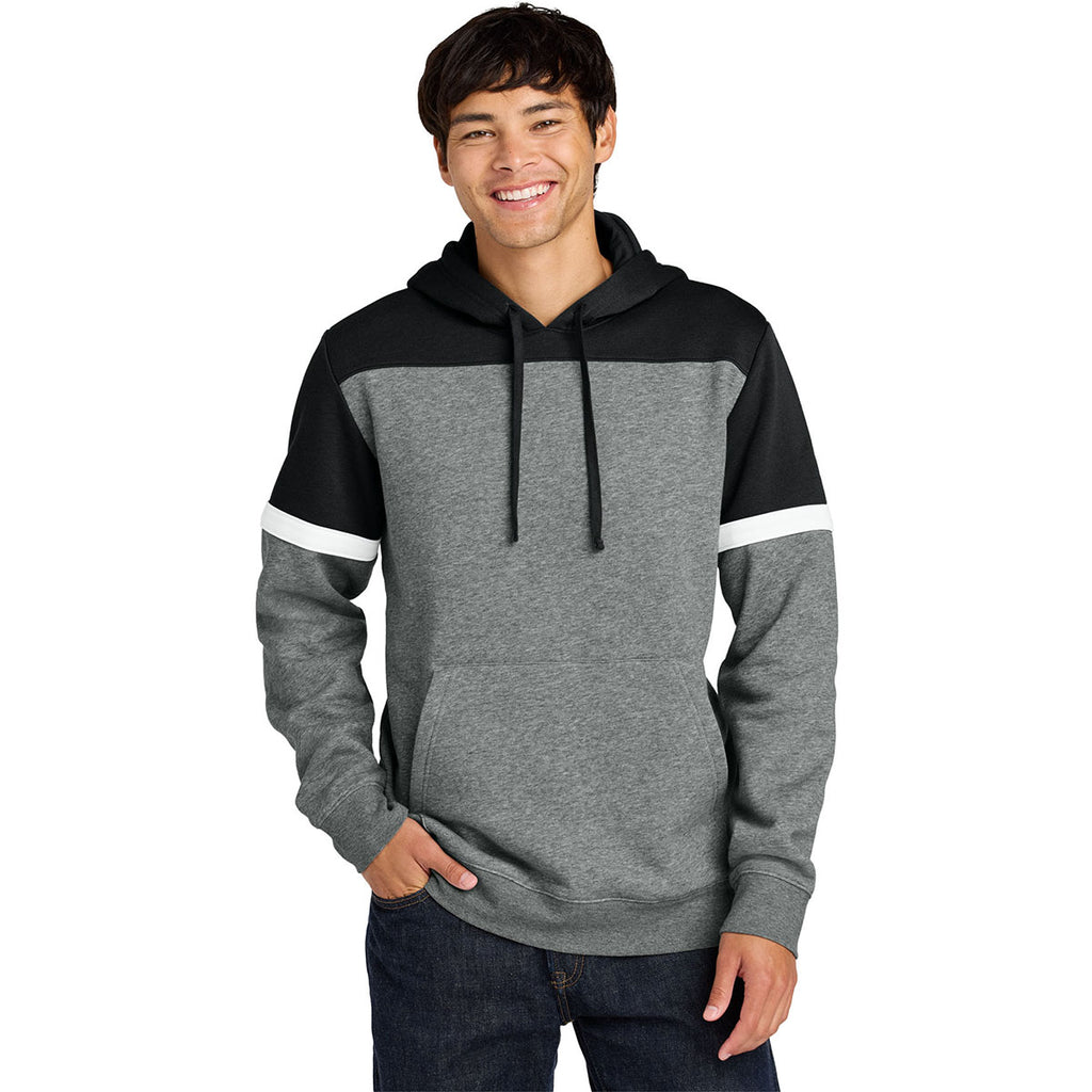 Sport-Tek Men's Black/Vintage Heather Drive Fleece Colorblock Hoodie