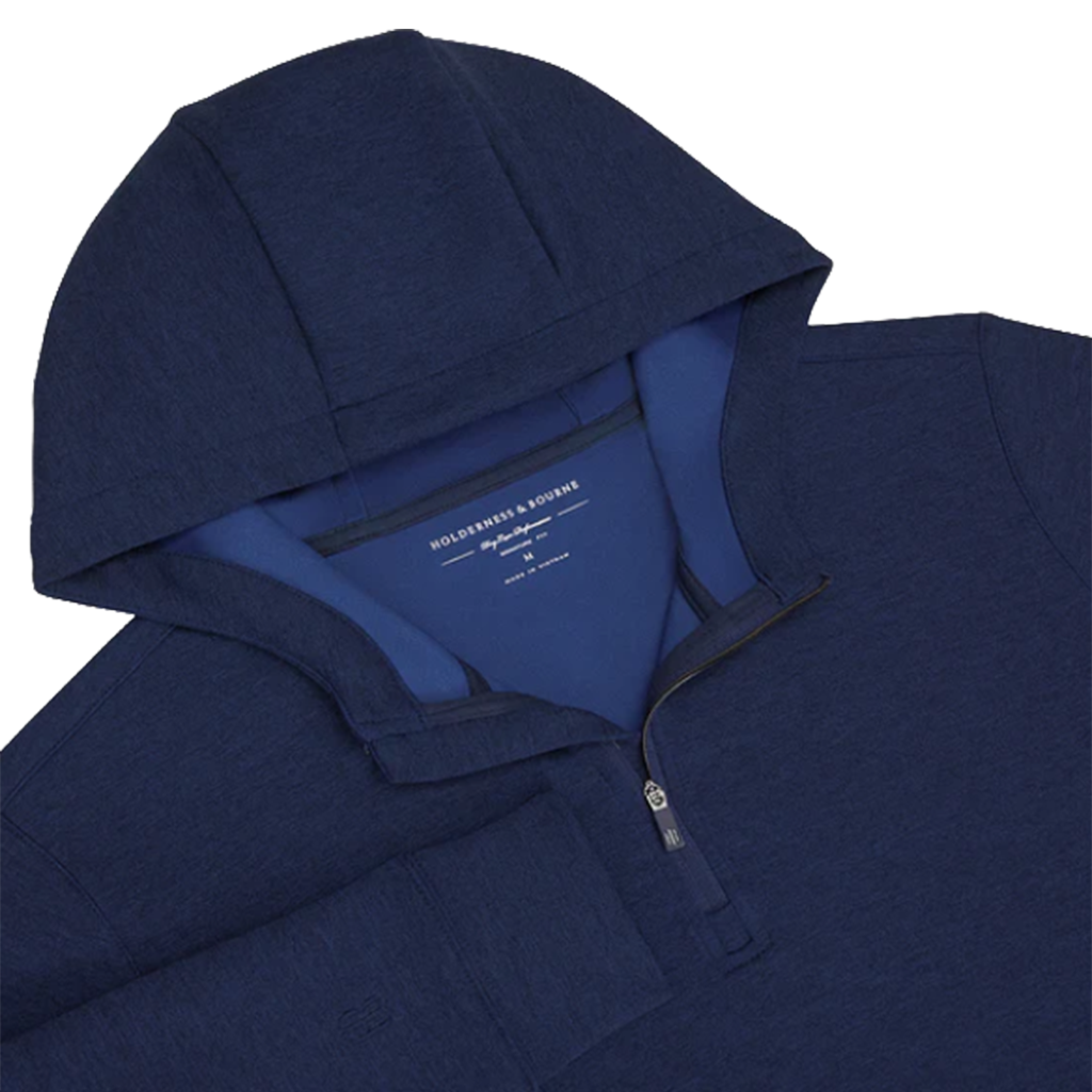 Holderness & Bourne Men's Heathered Navy Tilley Quarter-Zip Hoodie