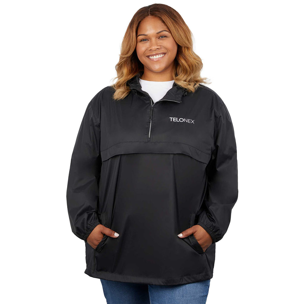 Elevate Unisex Black Avas Eco Packable Quarter Zip Anorak Pullover