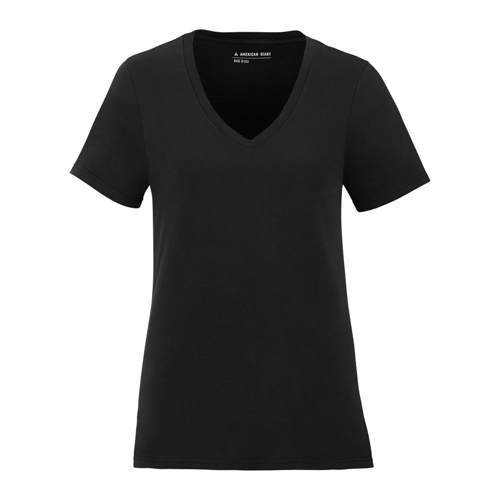 American Giant Women's Black Classic Cotton V-Neck T-Shirt