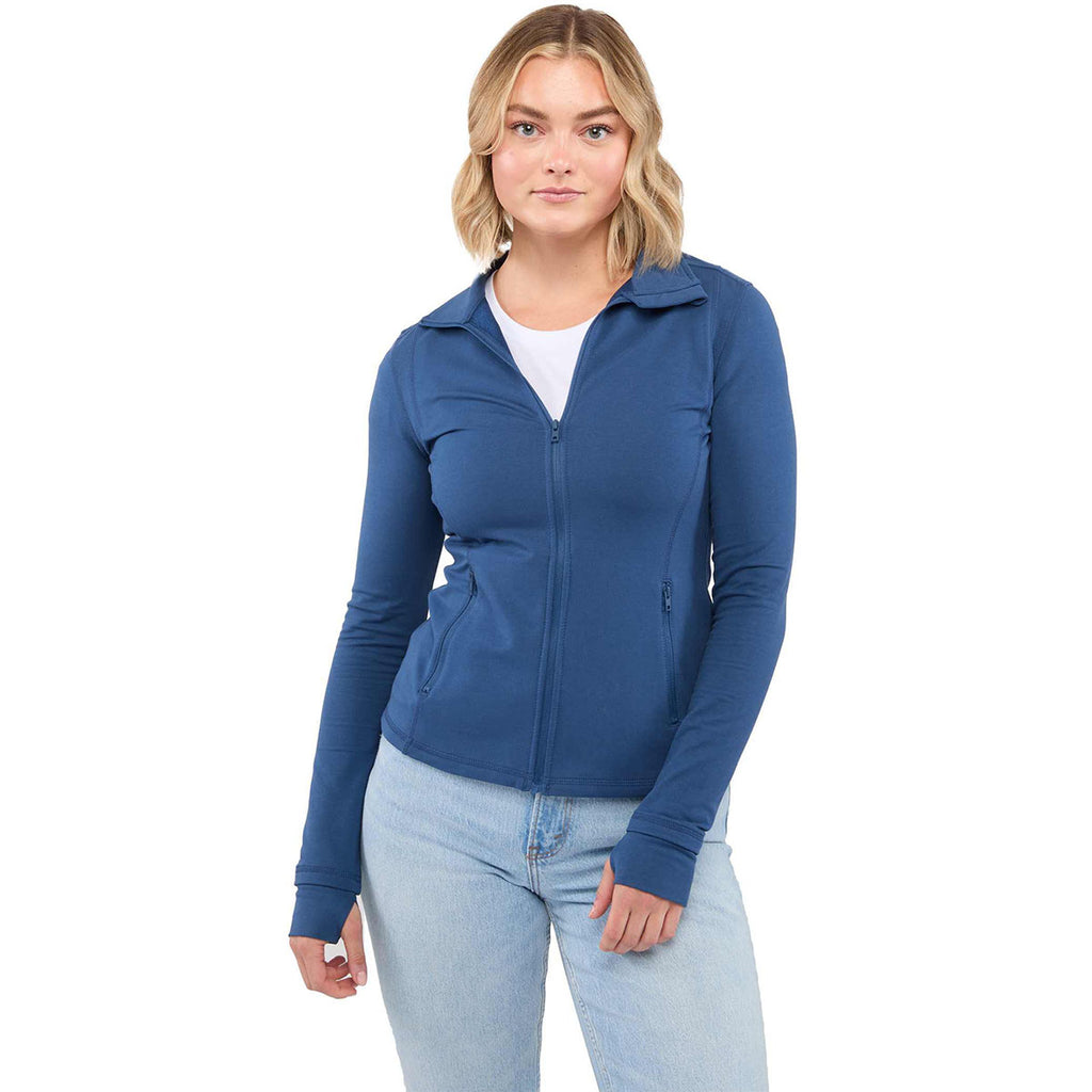 Elevate Women's River Blue Lyon Eco Stretch Knit Full Zip Jacket