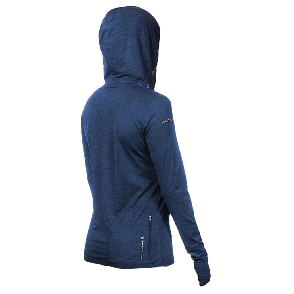 ANETIK Women's Navy Heathered Breeze Tech Hooded T-Shirt