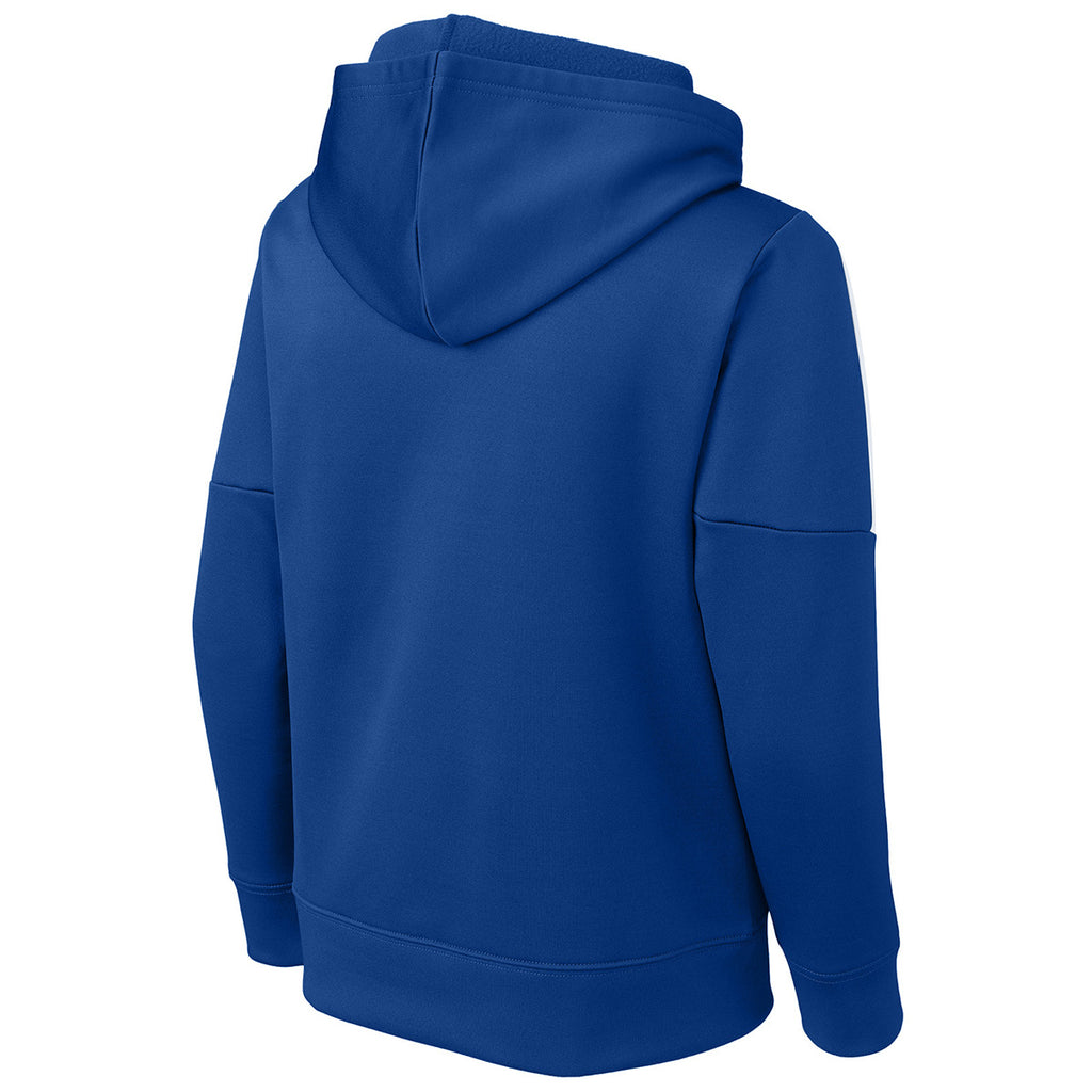 Sport-Tek Youth True Royal/ White Sport-Wick Fleece United Pullover Hoodie