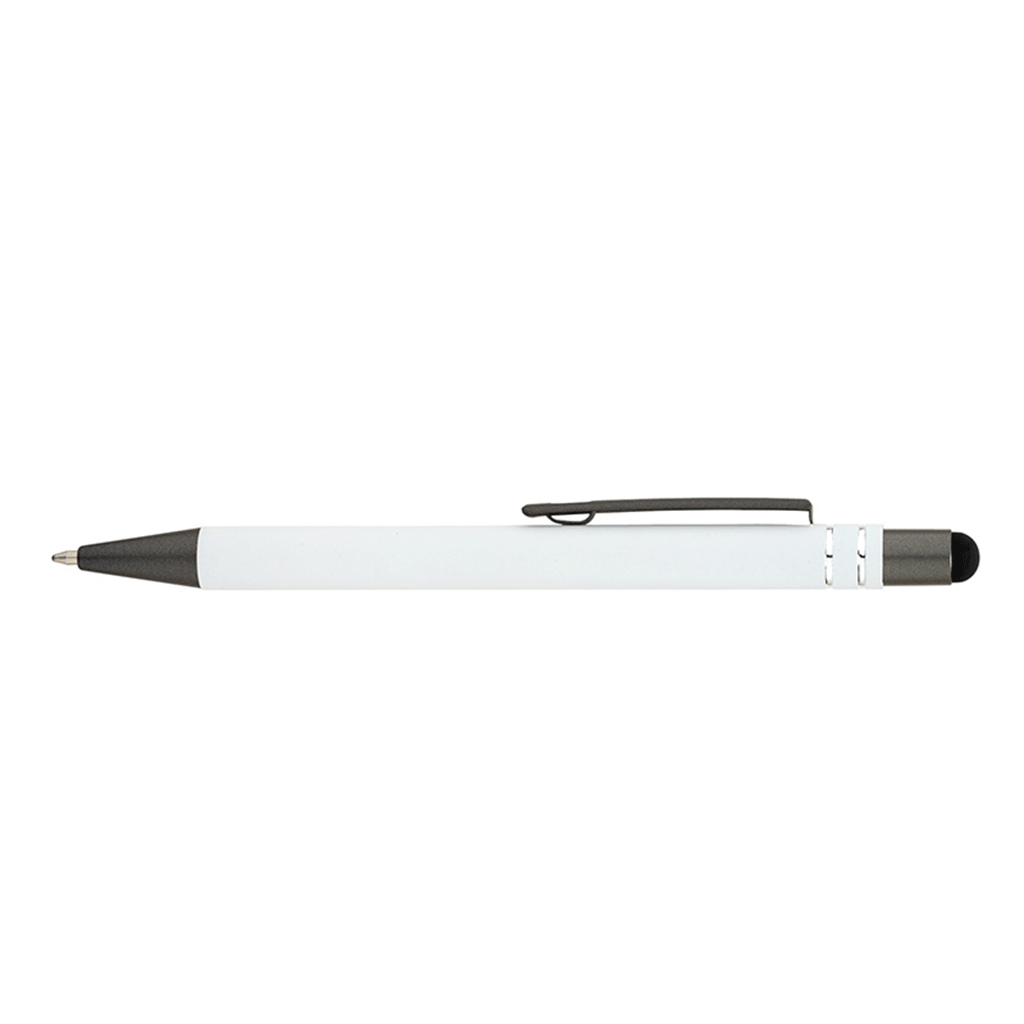 Logomark White Silvana Soft-Touch Ballpoint Pen with Stylus