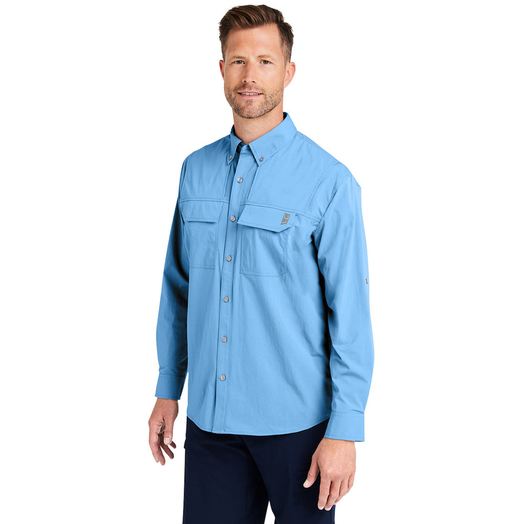 HUK Men's Marolina Blue Creekbed Long Sleeve Shirt