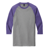 District Unisex Purple Frost/ Grey Frost Perfect Tri 3/4-Sleeve Raglan