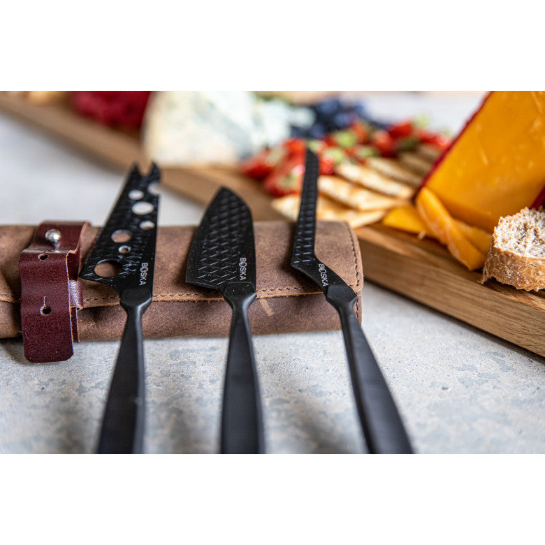 BOSKA Black Cheese Knife Set Monaco+ Dark