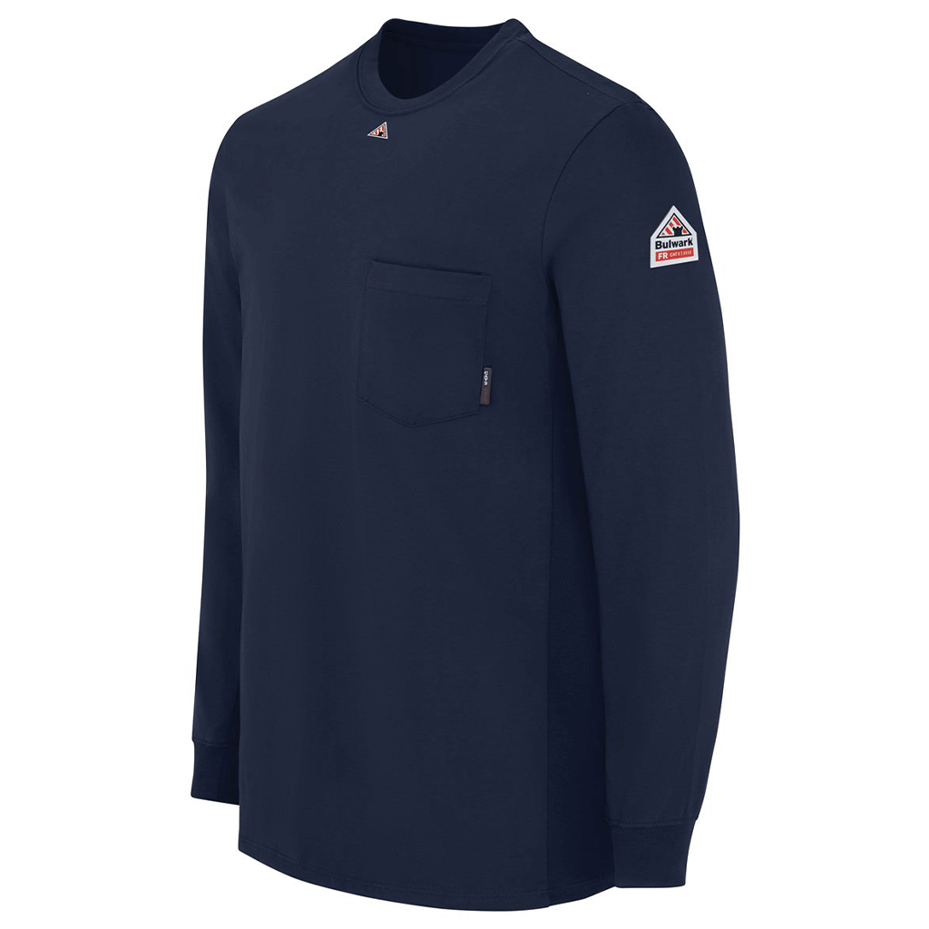 Bulwark Men's Navy Knit Long Sleeve T-Shirt