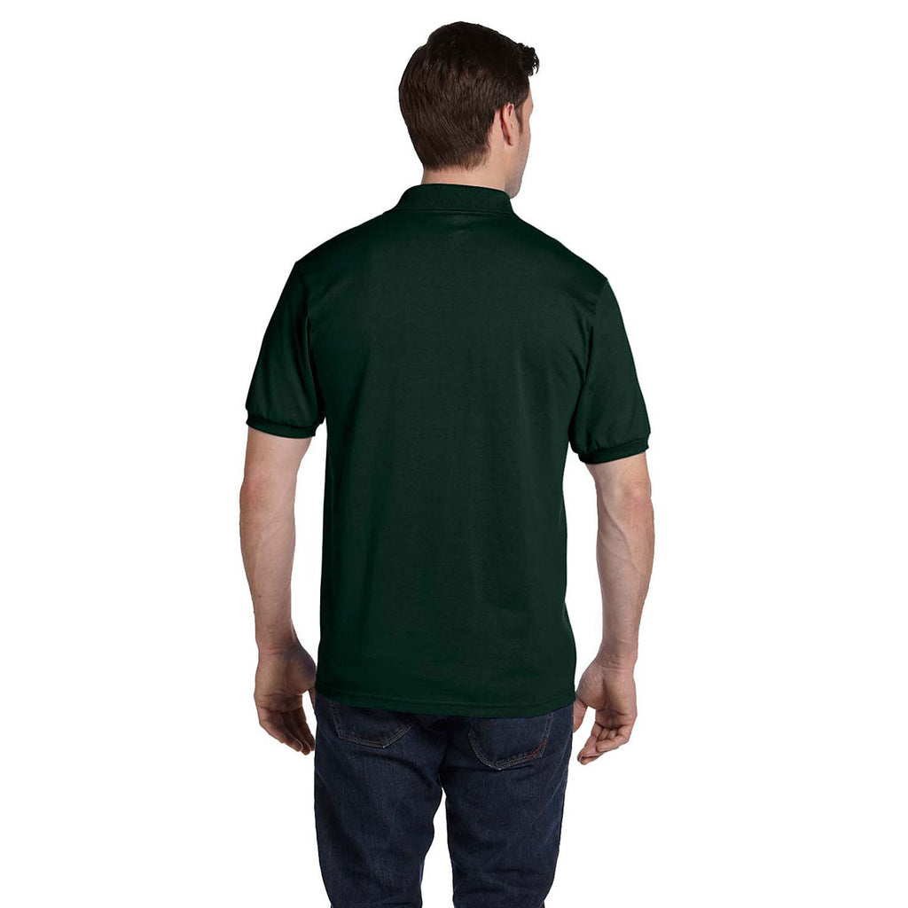 Hanes Men's Deep Forest 5.2 oz. 50/50 EcoSmart Jersey Knit Polo