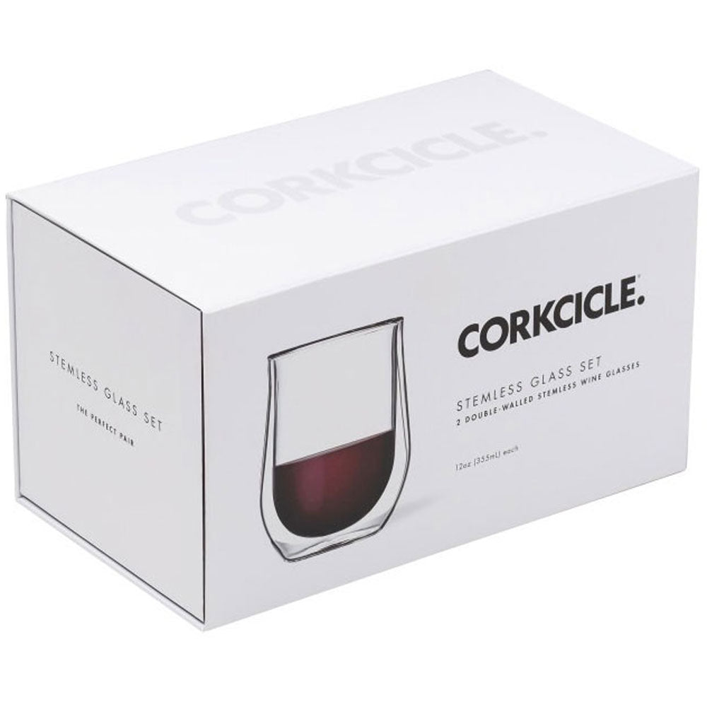 Corkcicle Clear Stemless Glass Set (2)