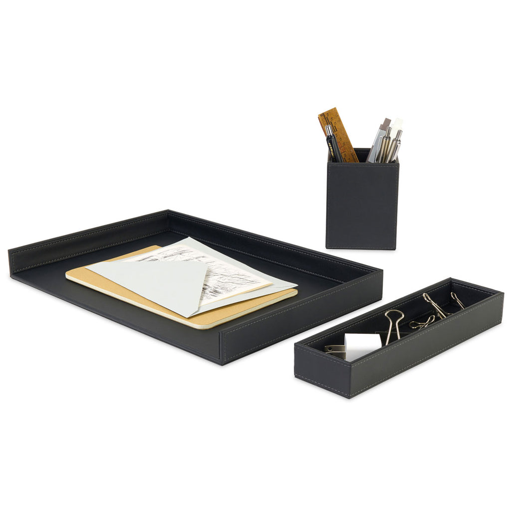 Gemline Easton Black 3 Piece Desktop Organizer