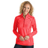 Antigua Women's Bright Red Heather Tempo Fine Stripe Quarter Zip