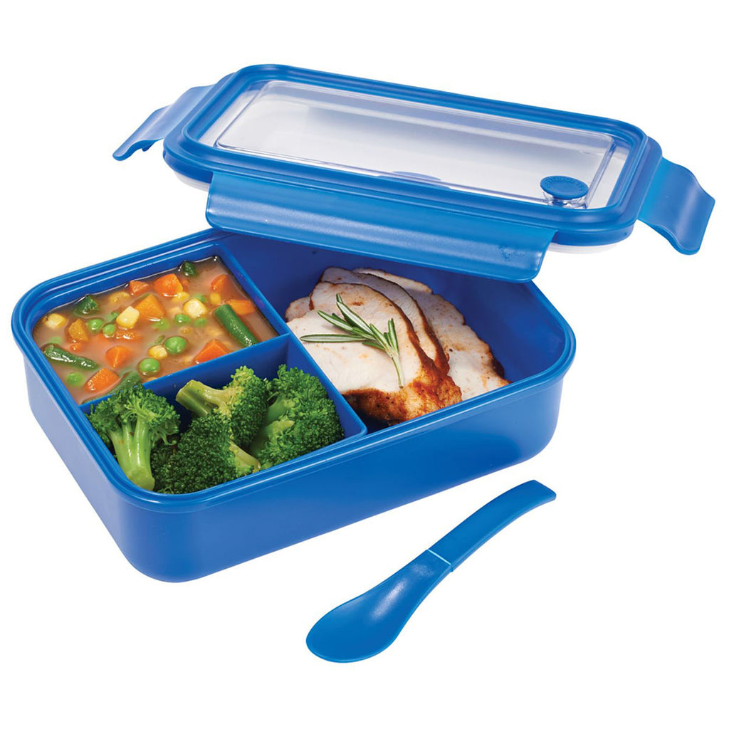 Leed's Three Compartment Blue Food Storage Bento Box