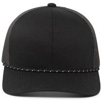 Pacific Headwear Black Trucker Snapback Braid Cap