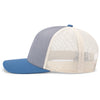 Pacific Headwear Heather Grey/Beige/Ocean Blue Snapback Trucker Mesh Cap