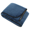 Leed's Navy Oversized Wearable WFH Cozy Fleece Sherpa Blanket