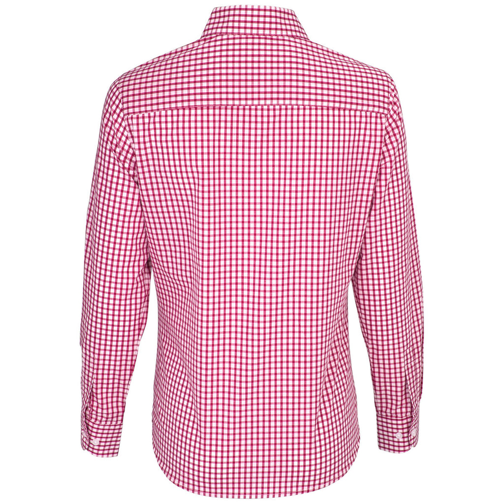 Vantage Women's Sports Red/White Easy-Care Gingham Check Shirt