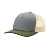 Richardson Heather Grey/Birch/Army Olive Five Panel Trucker Cap