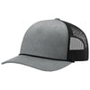 Richardson Heather Grey/Black/Black Split Five Panel Trucker Hat with Rope