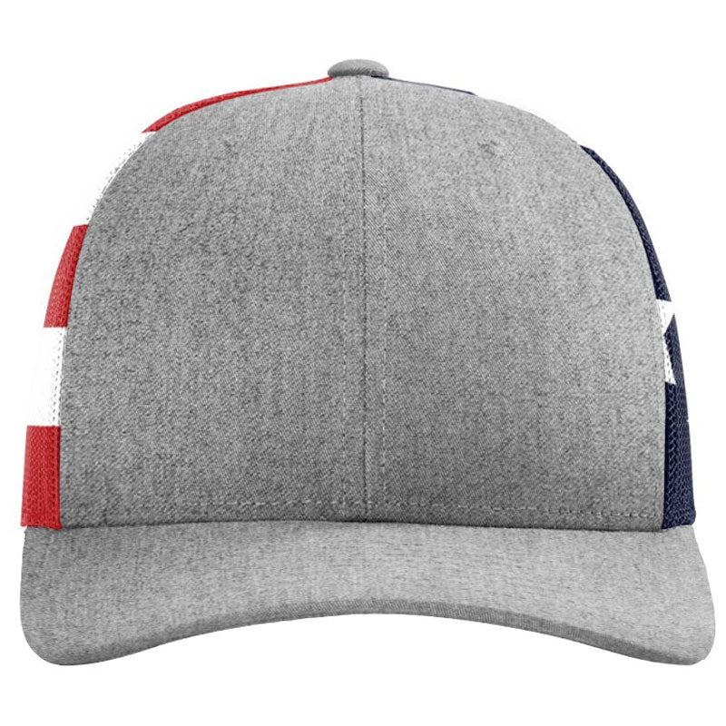 Richardson Heather Grey/Stars & Stripes Printed Mesh Trucker Hat