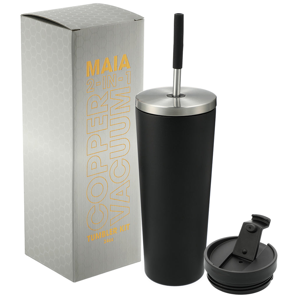 Leeds Black Maia 2-in-1 Copper Vacuum Tumbler Kit 24oz