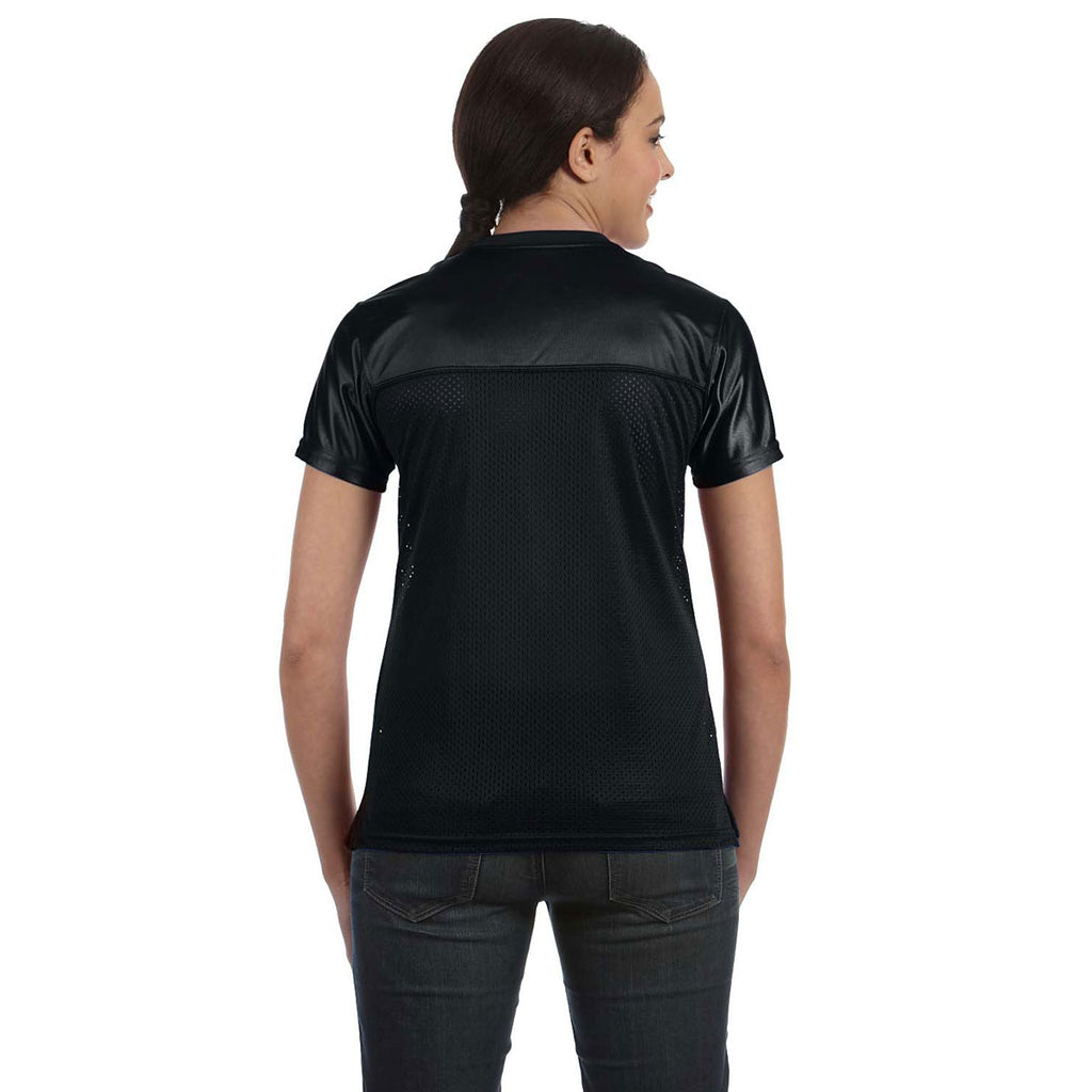 Augusta Sportswear Women's Black Junior Fit Replica Football T-Shirt