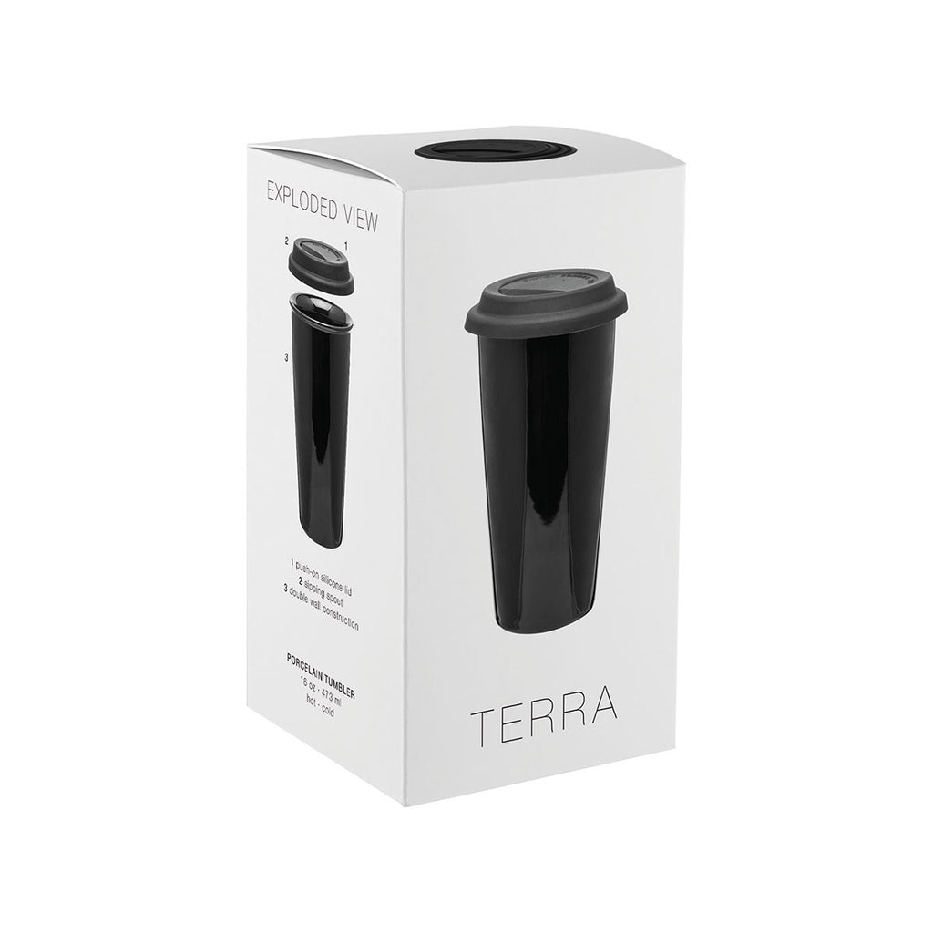 ETS Black Terra Tumbler with Blue Lid -16 oz