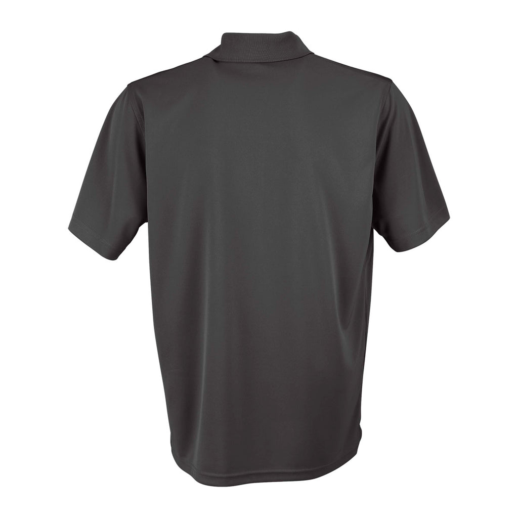 Vansport Men's Dark Grey Omega Solid Mesh Tech Polo