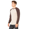 Bella + Canvas Men's Tan/Brown Jersey Long-Sleeve Baseball T-Shirt