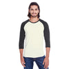 Threadfast Apparel Unisex Cream/Black Triblend 3/4-Sleeve Raglan