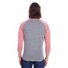 Threadfast Apparel Unisex Grey/Red Triblend 3/4-Sleeve Raglan