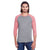 Threadfast Unisex Grey/Red Triblend 3/4-Sleeve Raglan