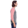 Threadfast Unisex Grey/Red Triblend 3/4-Sleeve Raglan